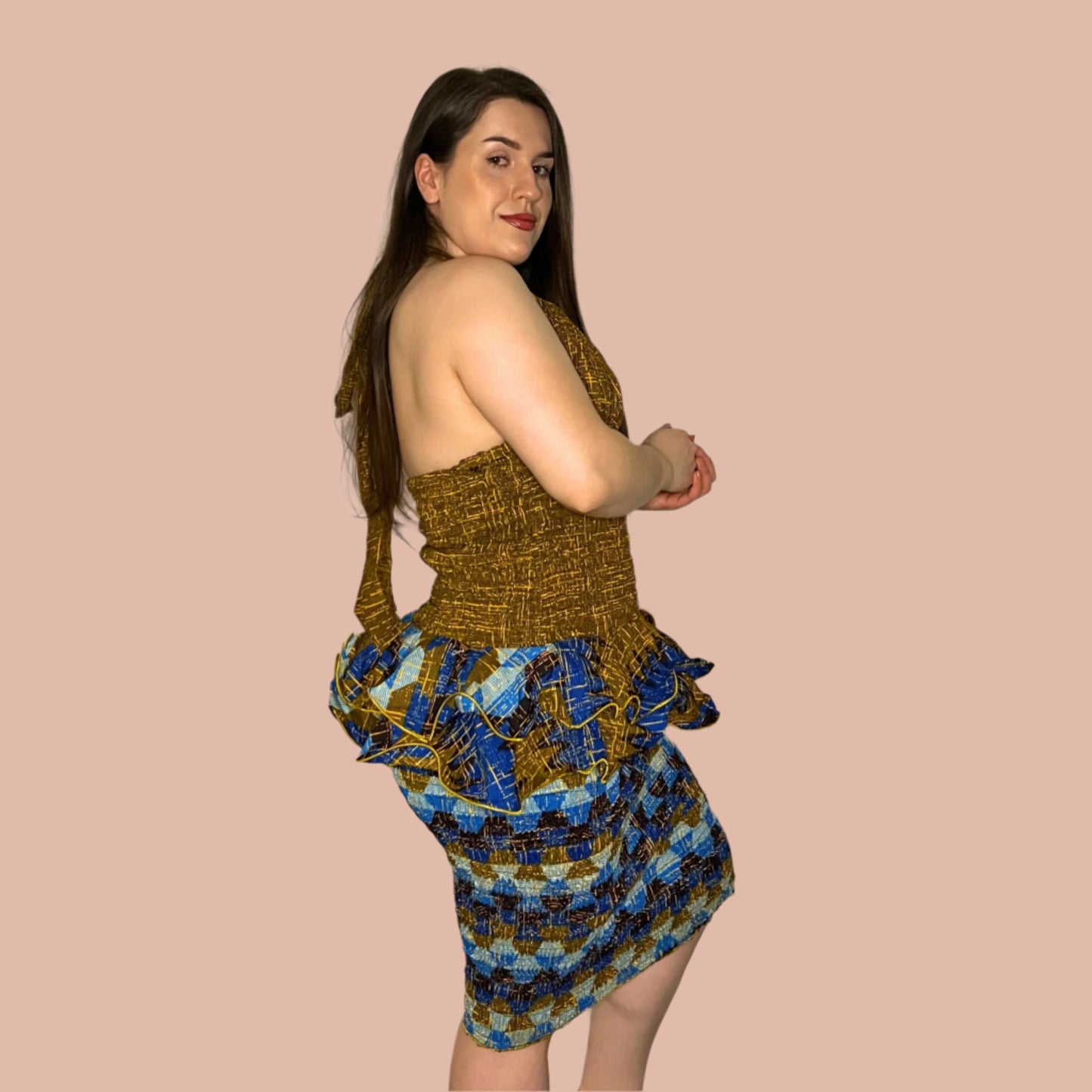 Alma Halter Neck Top and Shirred Pencil Skirt