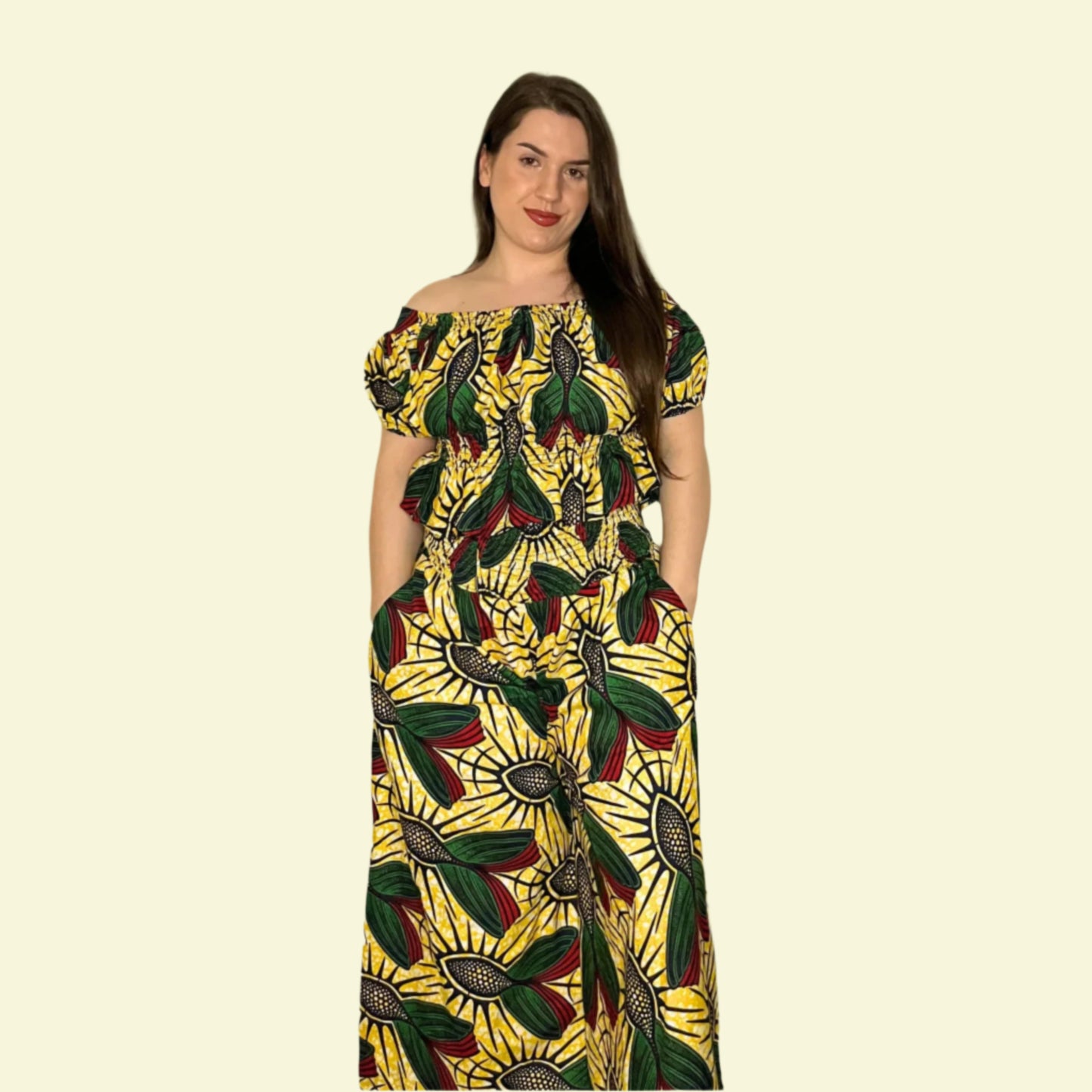 Audrey Shirred Waist Top & Wide Leg Culottes