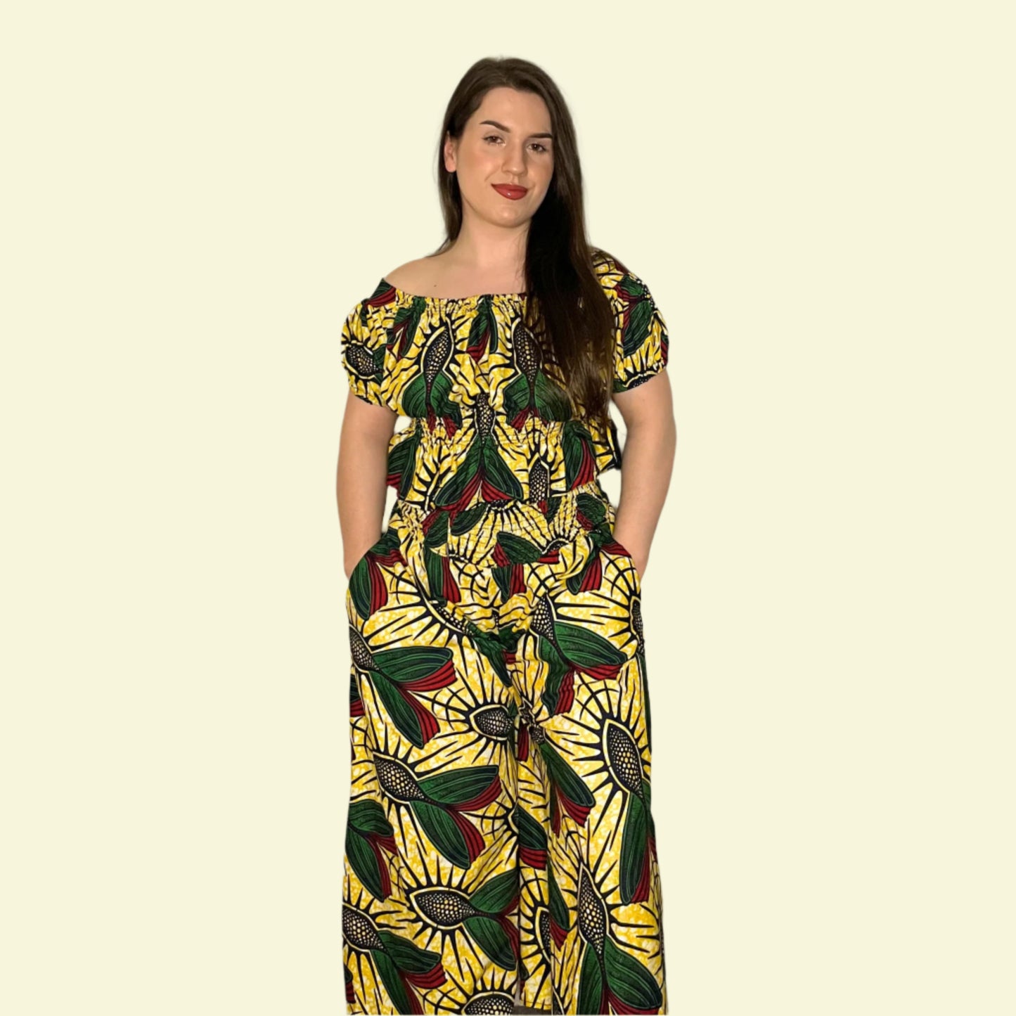 Audrey Shirred Waist Top & Wide Leg Culottes