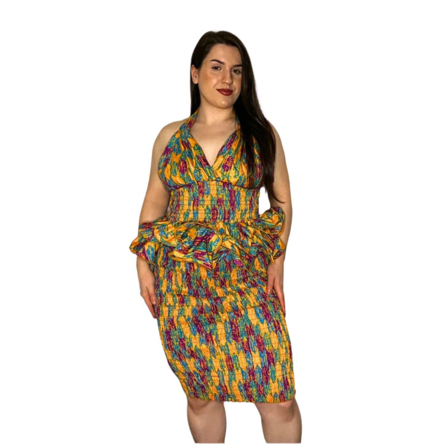 Elanie Halter Neck Top and Shirred Skirt