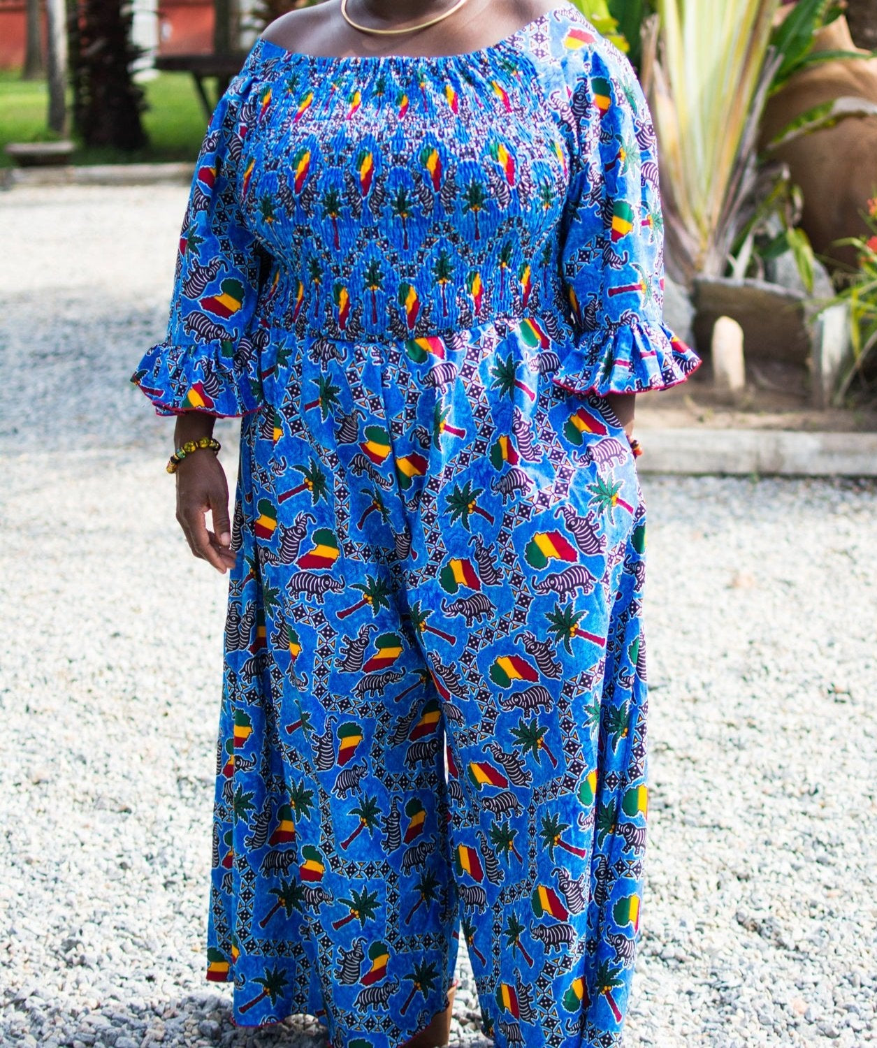 Africa Wide Leg Jumpsuit & Scarf