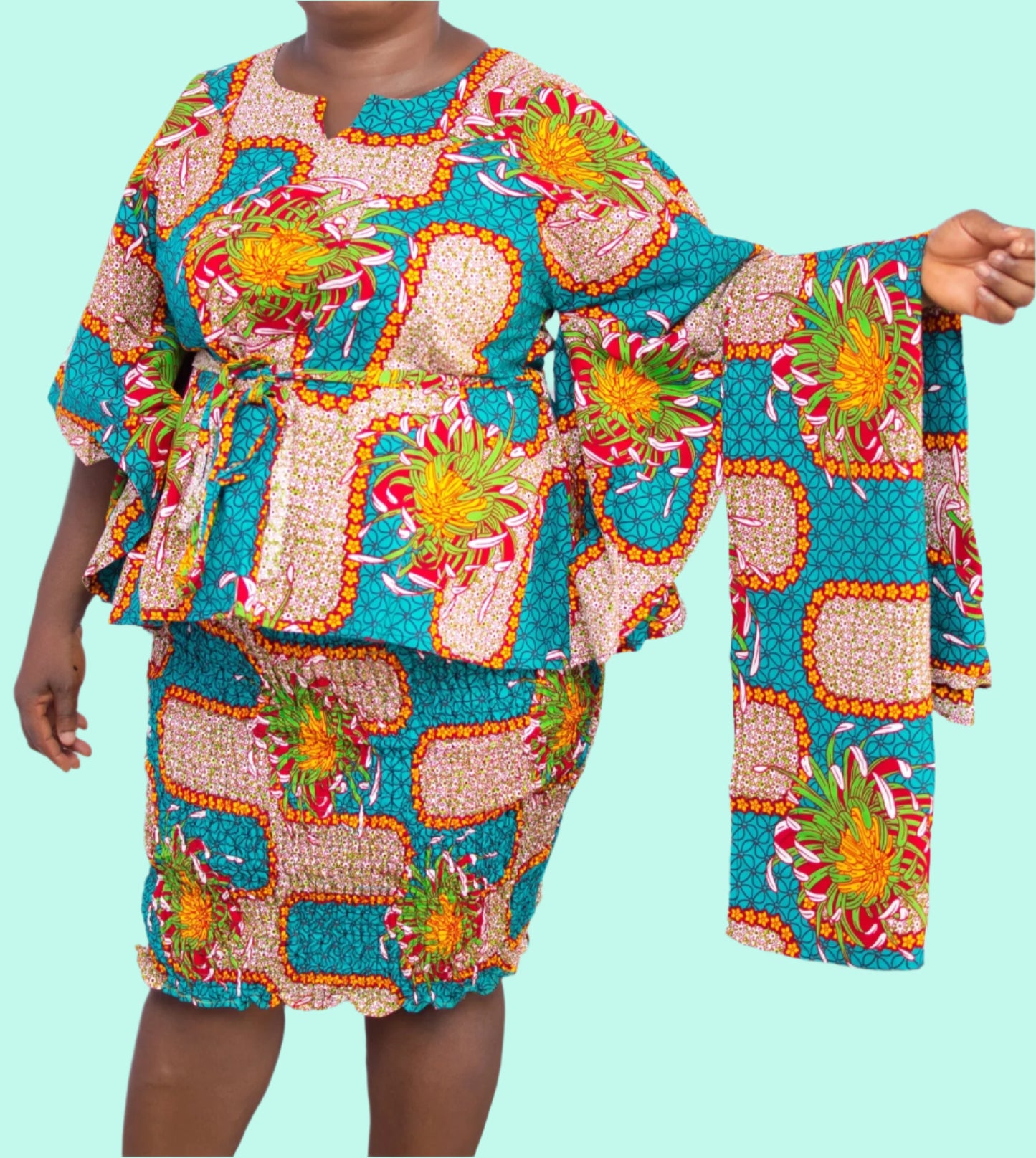 Zora Batwing Top Pencil Skirt & Scarf