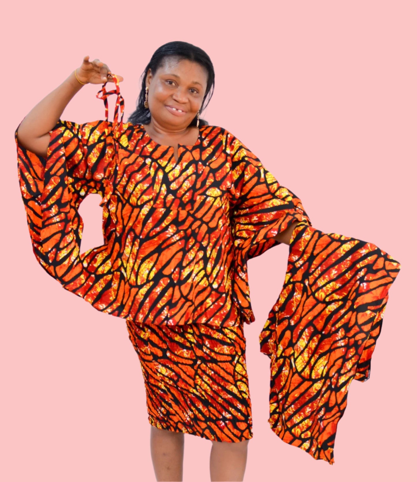 Lesley Batwing Top Pencil Skirt & Scarf