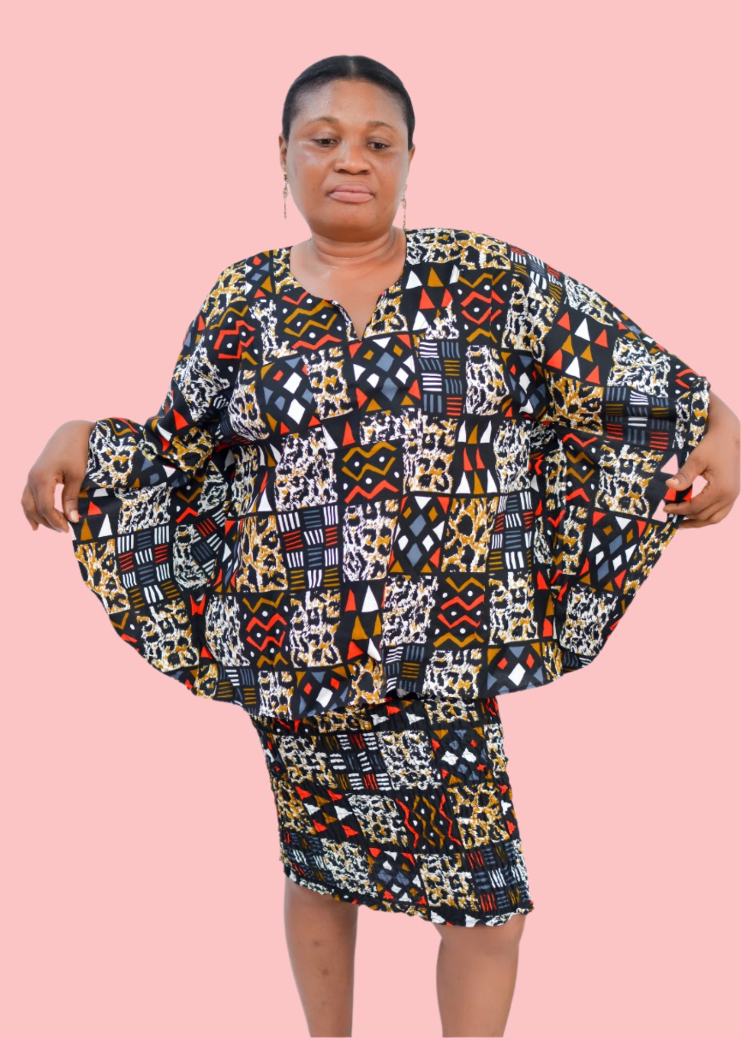 Annette Batwing Top Pencil Skirt & Scarf