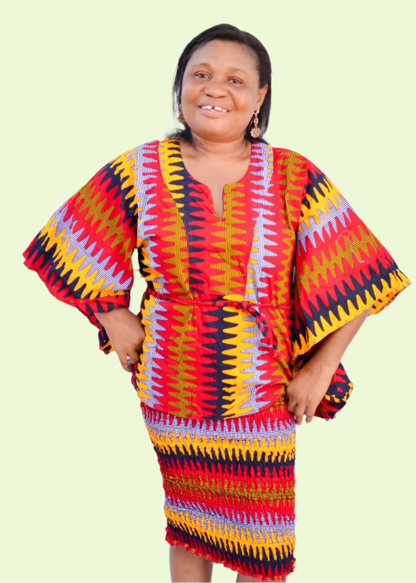 Angie Batwing Top and Pencil Skirt & Scarf