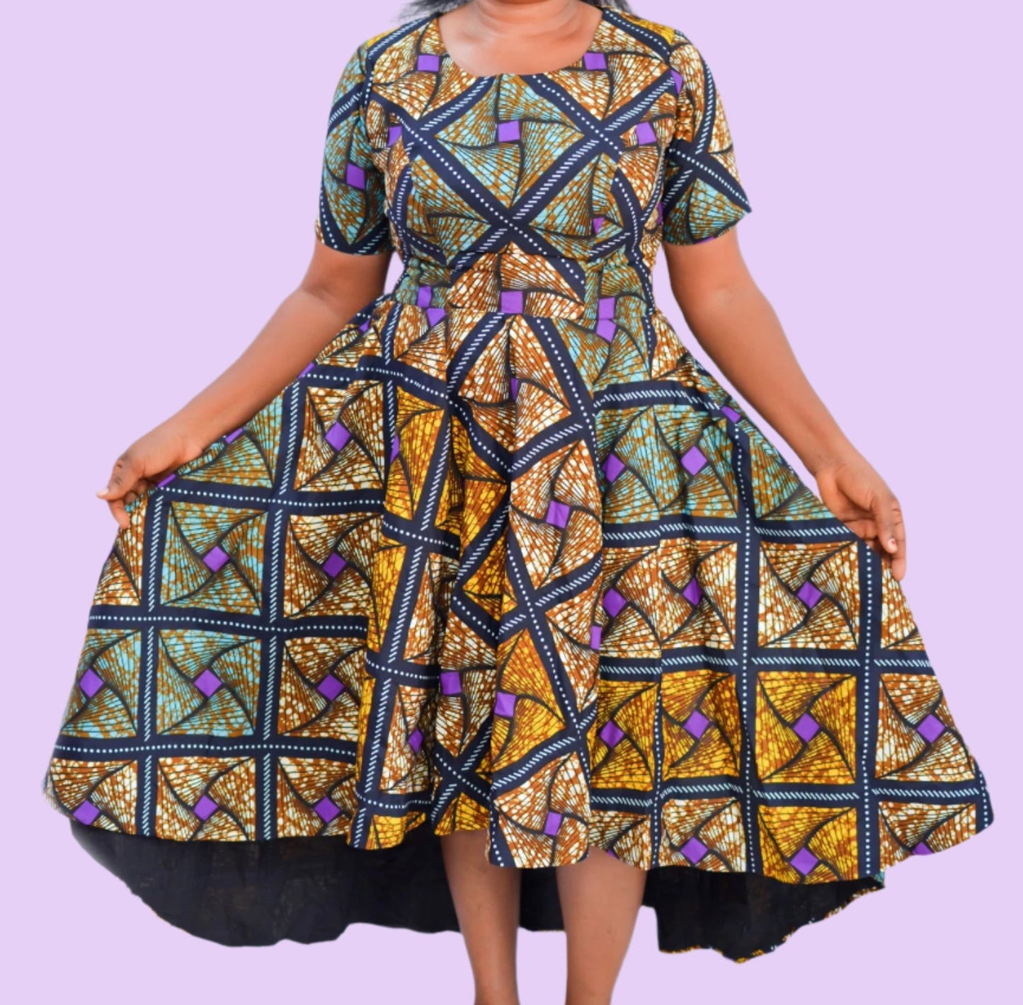 Aniya Hi-Lo Fit and Flare Dress & Scarf