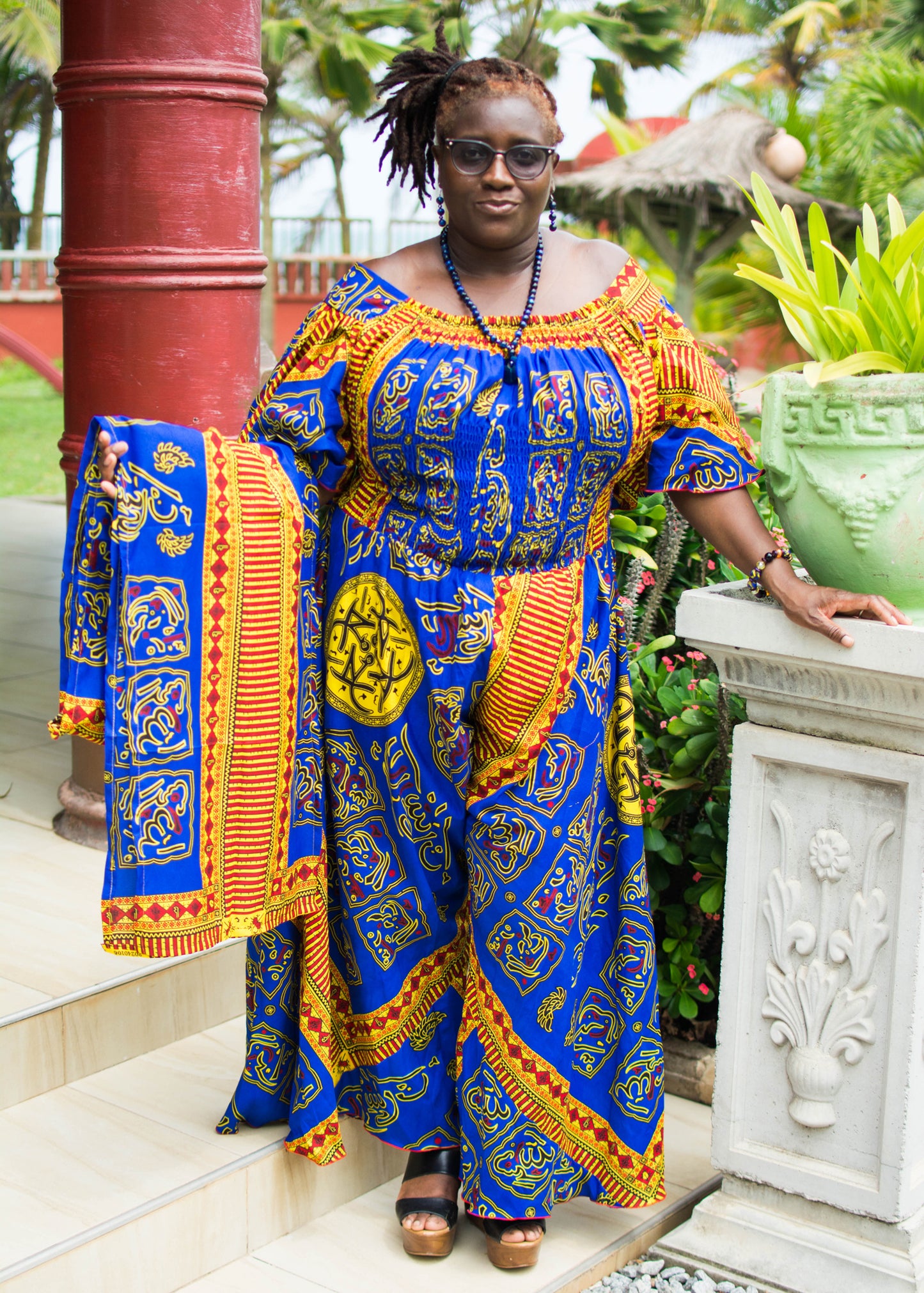 Afia Blazing Wide Leg Jumpsuit & Scarf