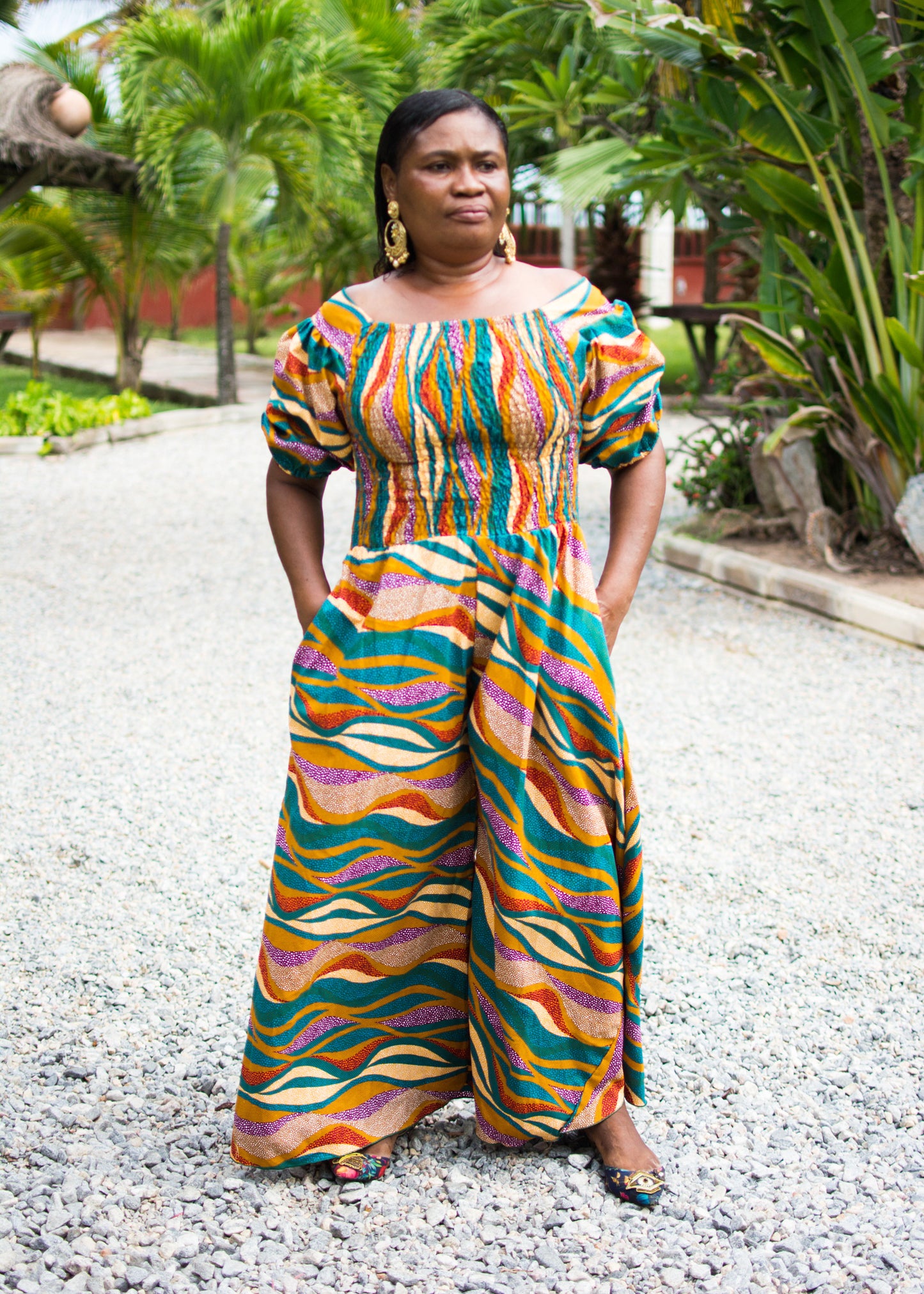 Abena Shirred Waist Jumpsuit