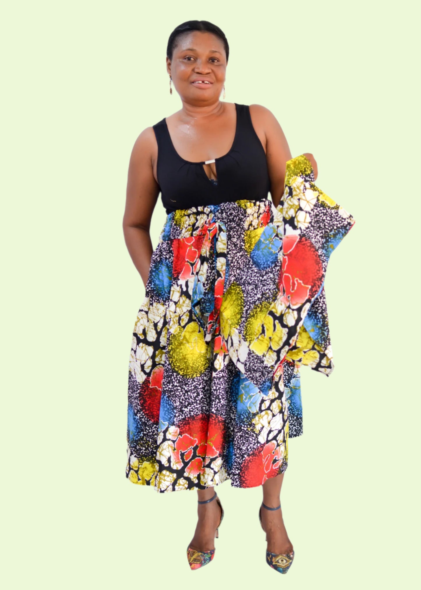 Dionne Midi Shirred Waist Skirt & Scarf