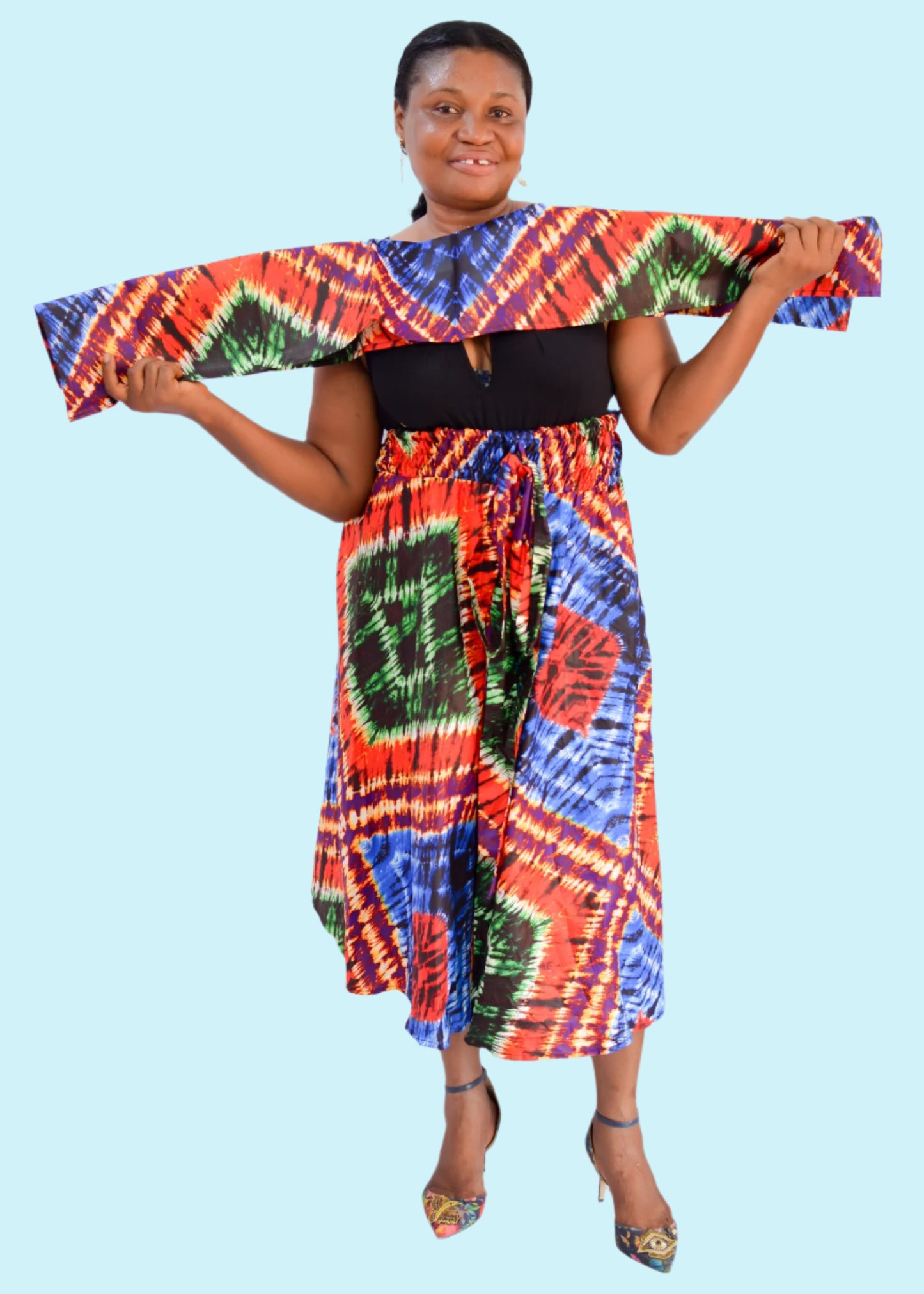 Erica Shirred Midi Skirt & Scarf