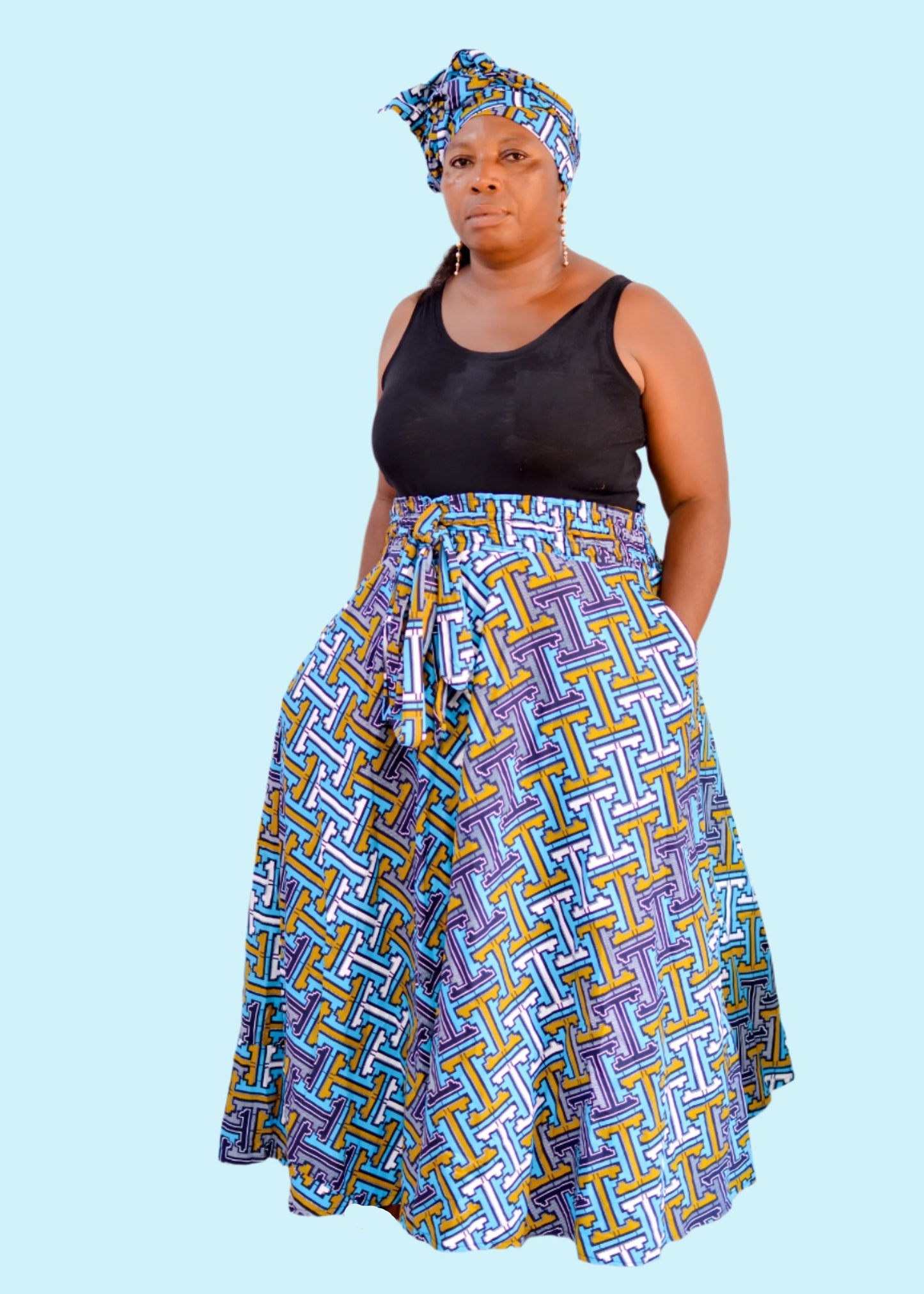 Leanna Shirred Maxi Skirt & Scarf