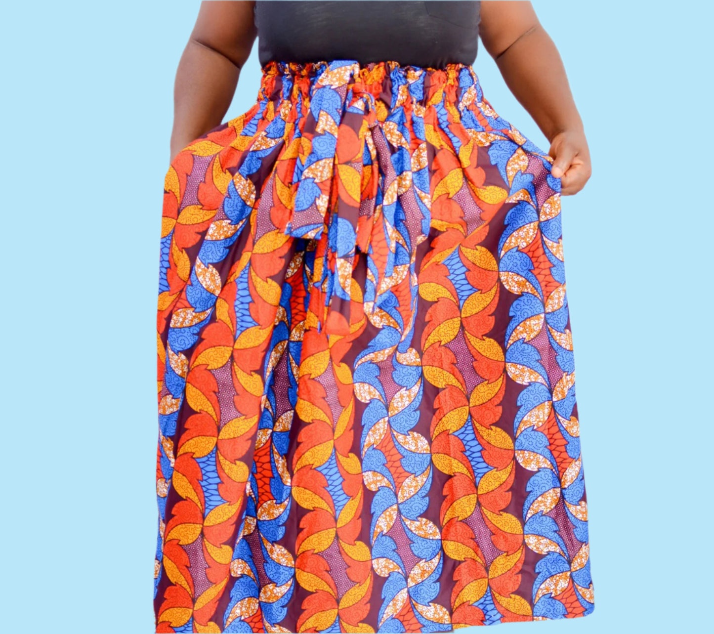 Sandriana Shirred Waist Maxi Skirt & Scarf