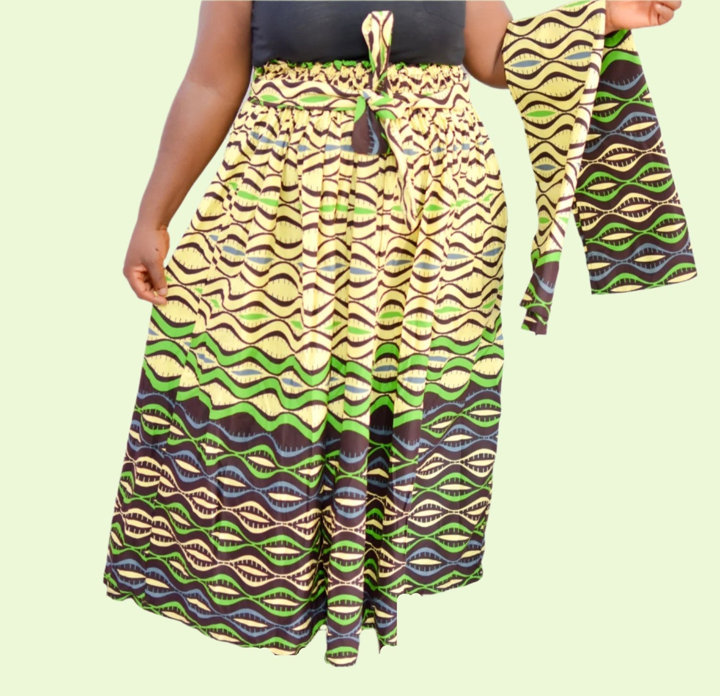 Leone Shirred Maxi Skirt and Scarf