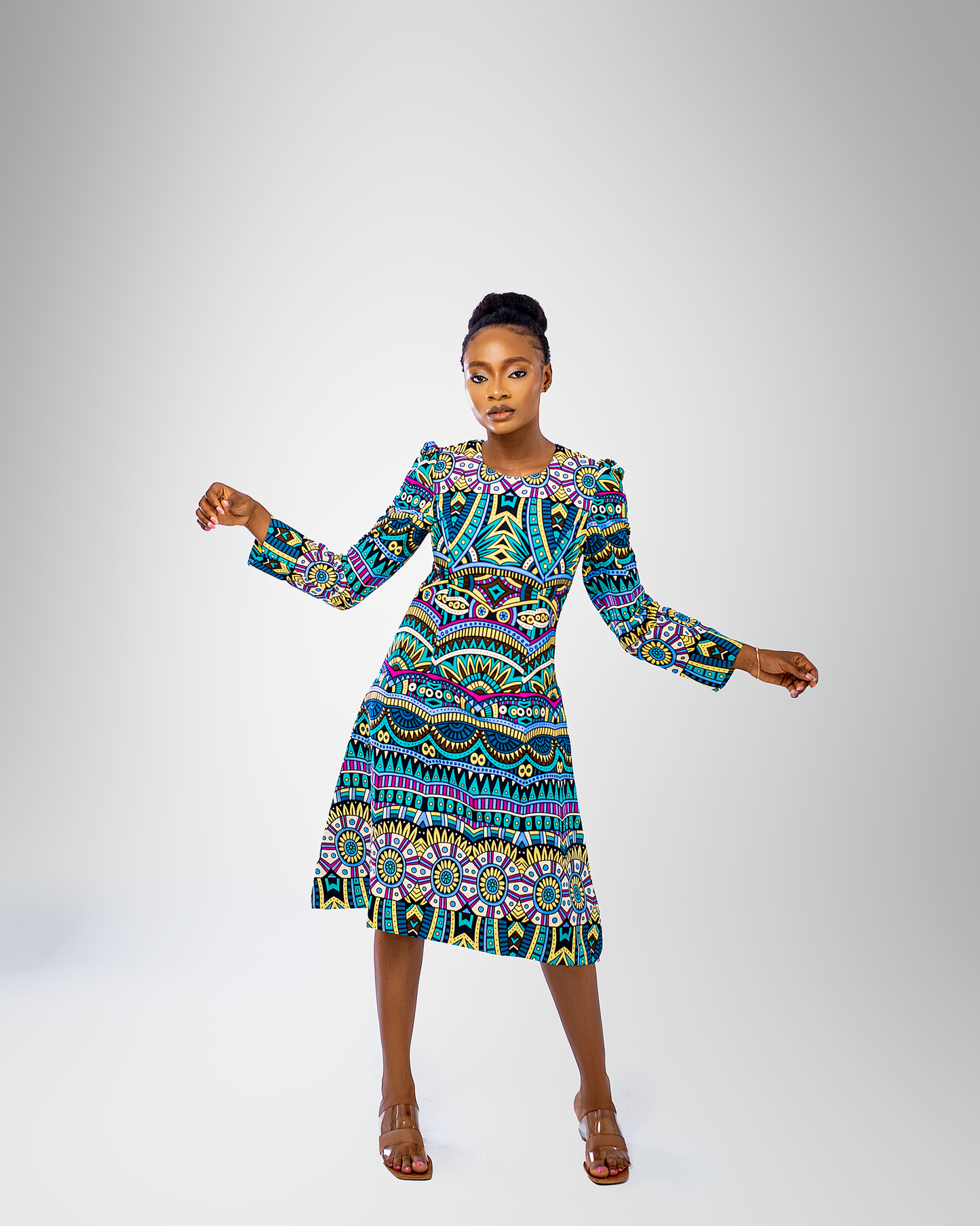 Maisy Multi-Coloured A-Line Ankara Dress