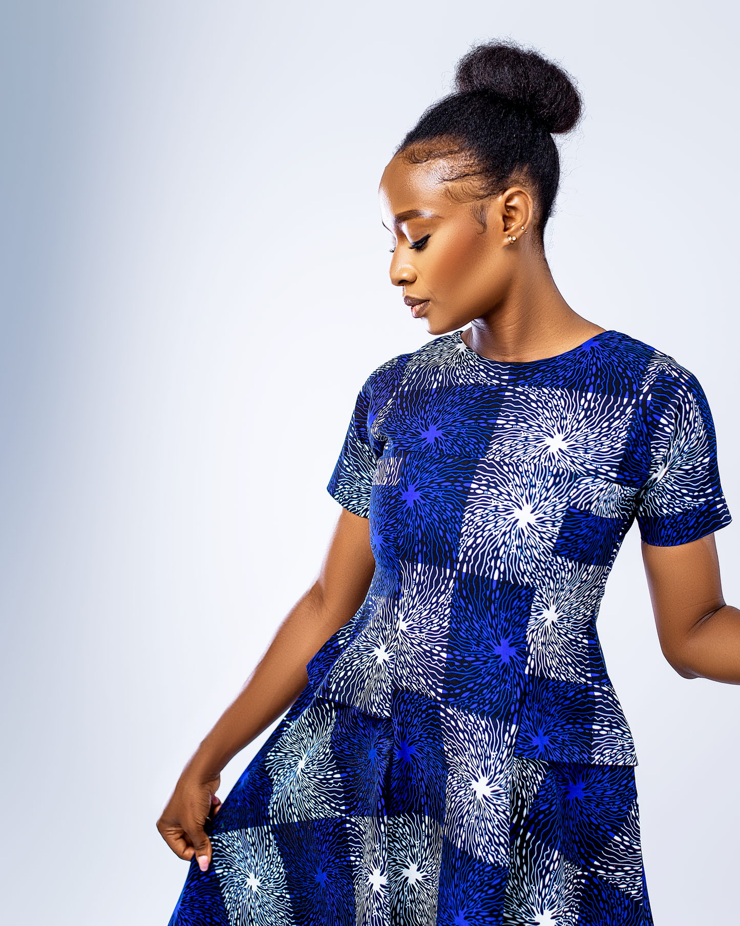 Barbara Blue A-line Midi Dress