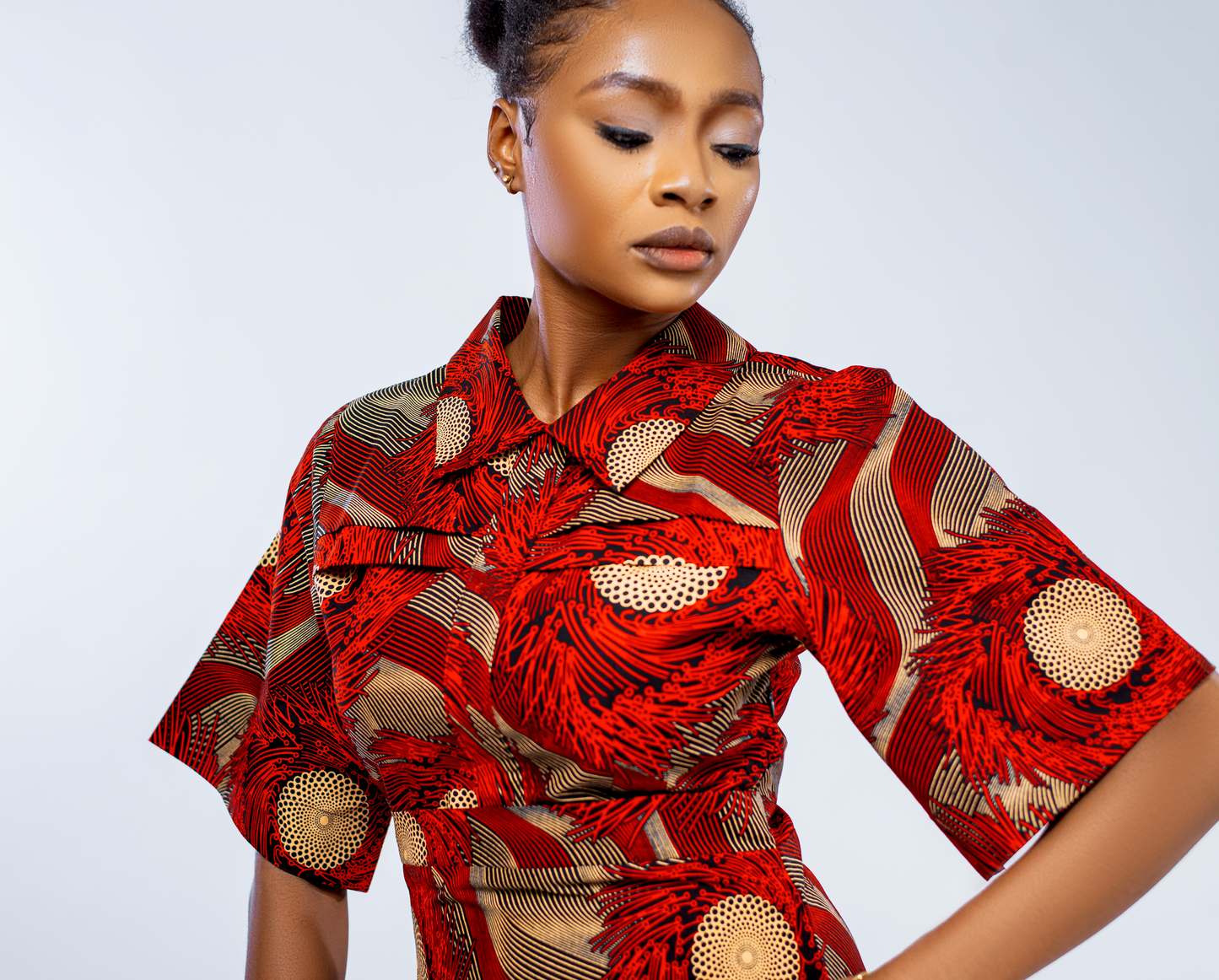 Louanne Slim Fit Red Midi Dress