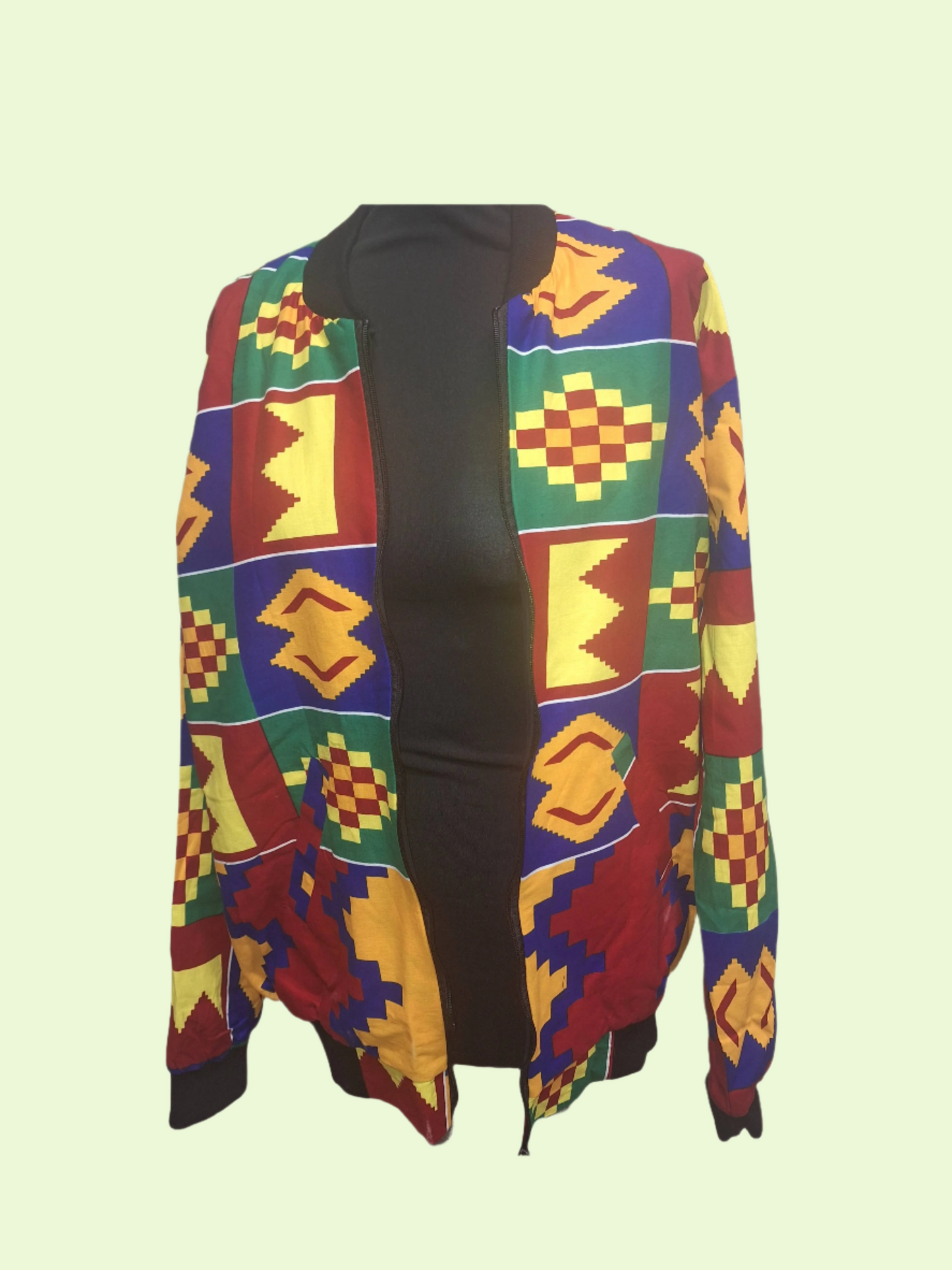 Coleen Kente Print Lightweight Bomber Jacket