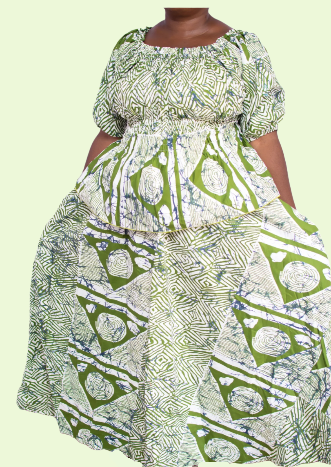 Jael Shirred Waist Top Maxi Skirt & Scarf