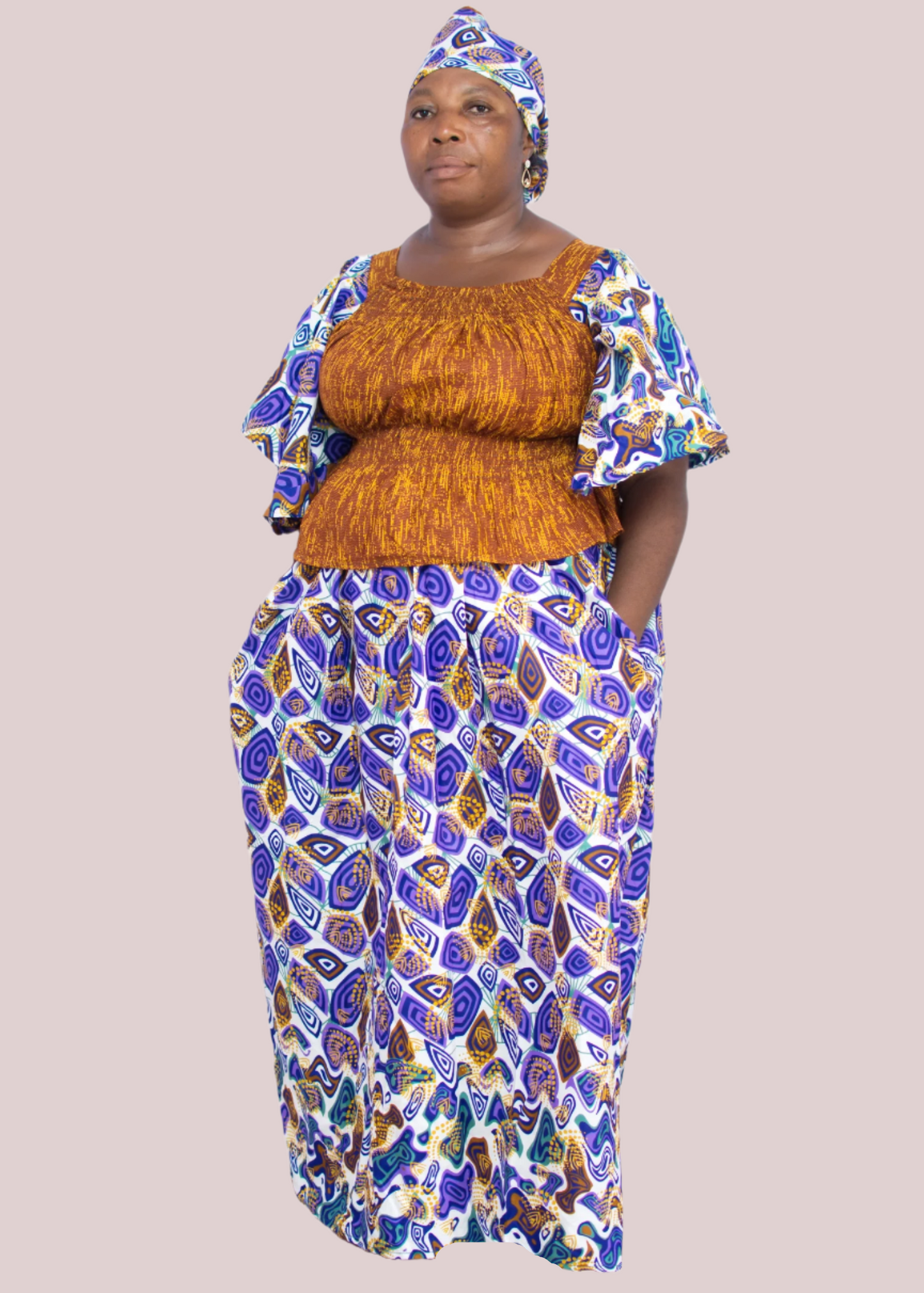 Wendy Shirred Top Maxi Skirt & Scarf