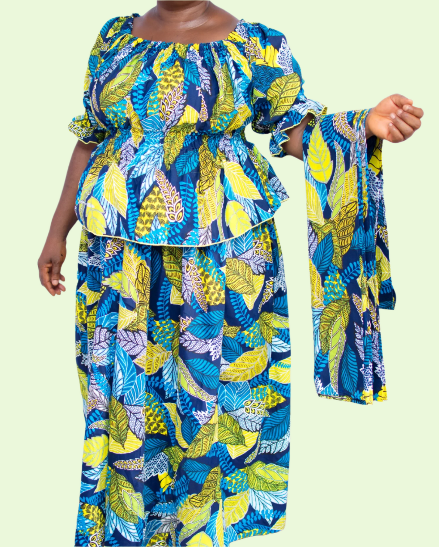 Lexie Shirred Waist Top Maxi Skirt & Scarf