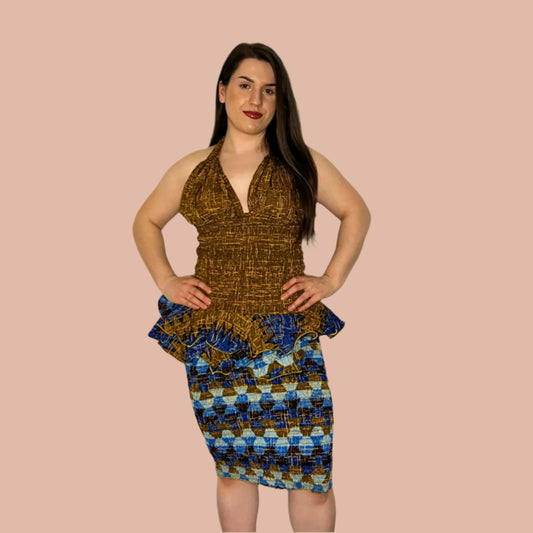 Alma Halter Neck Top and Shirred Pencil Skirt