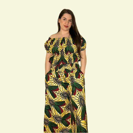 Audrey Shirred Waist Top & Wide Leg Culottes