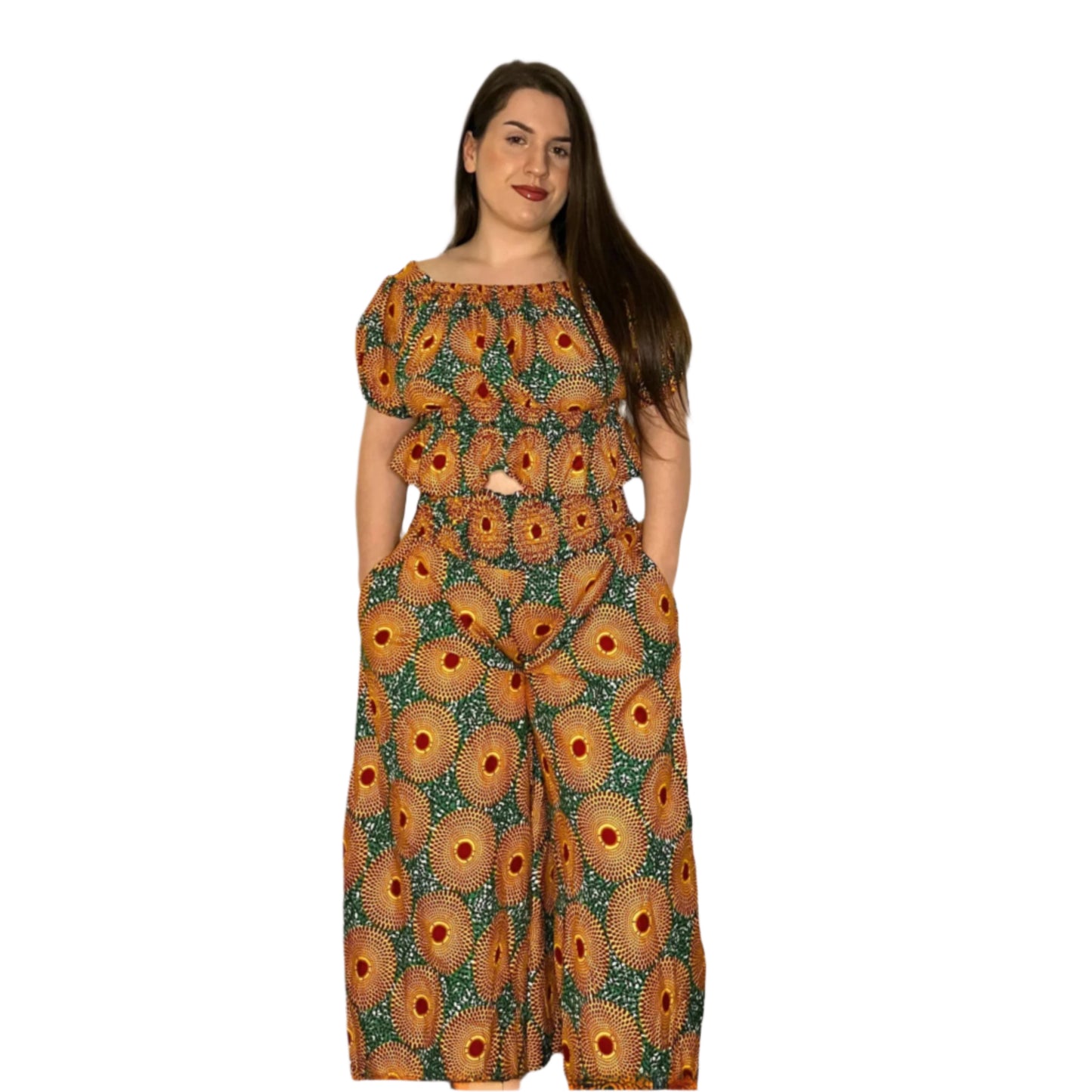 Lindsay Ankara Crop Top with Wide Leg Culottes