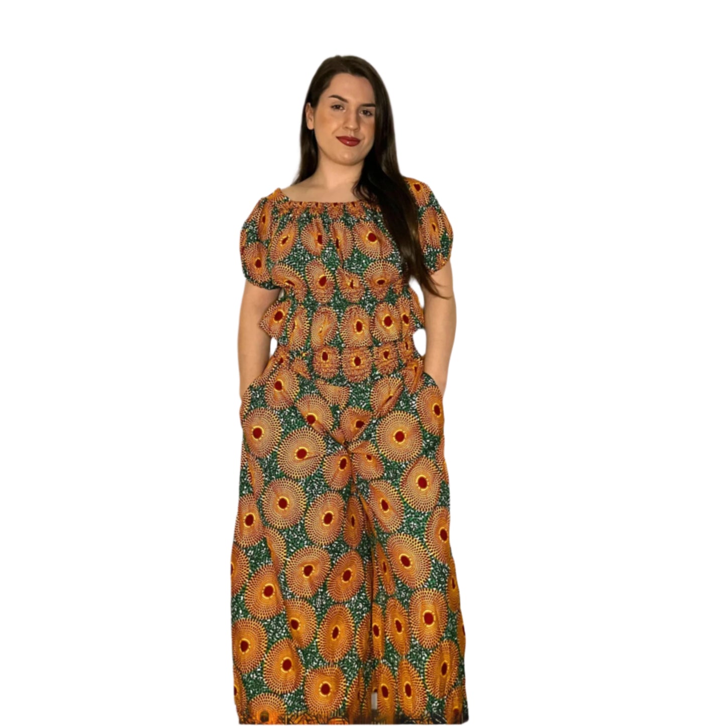 Lindsay Ankara Crop Top with Wide Leg Culottes