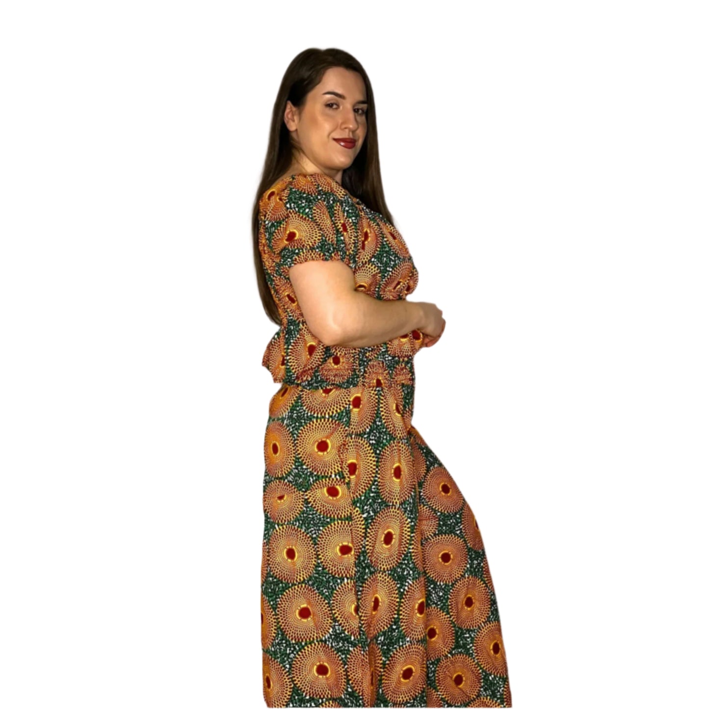 Lindsay Ankara Crop Top with Wide Leg Culottes