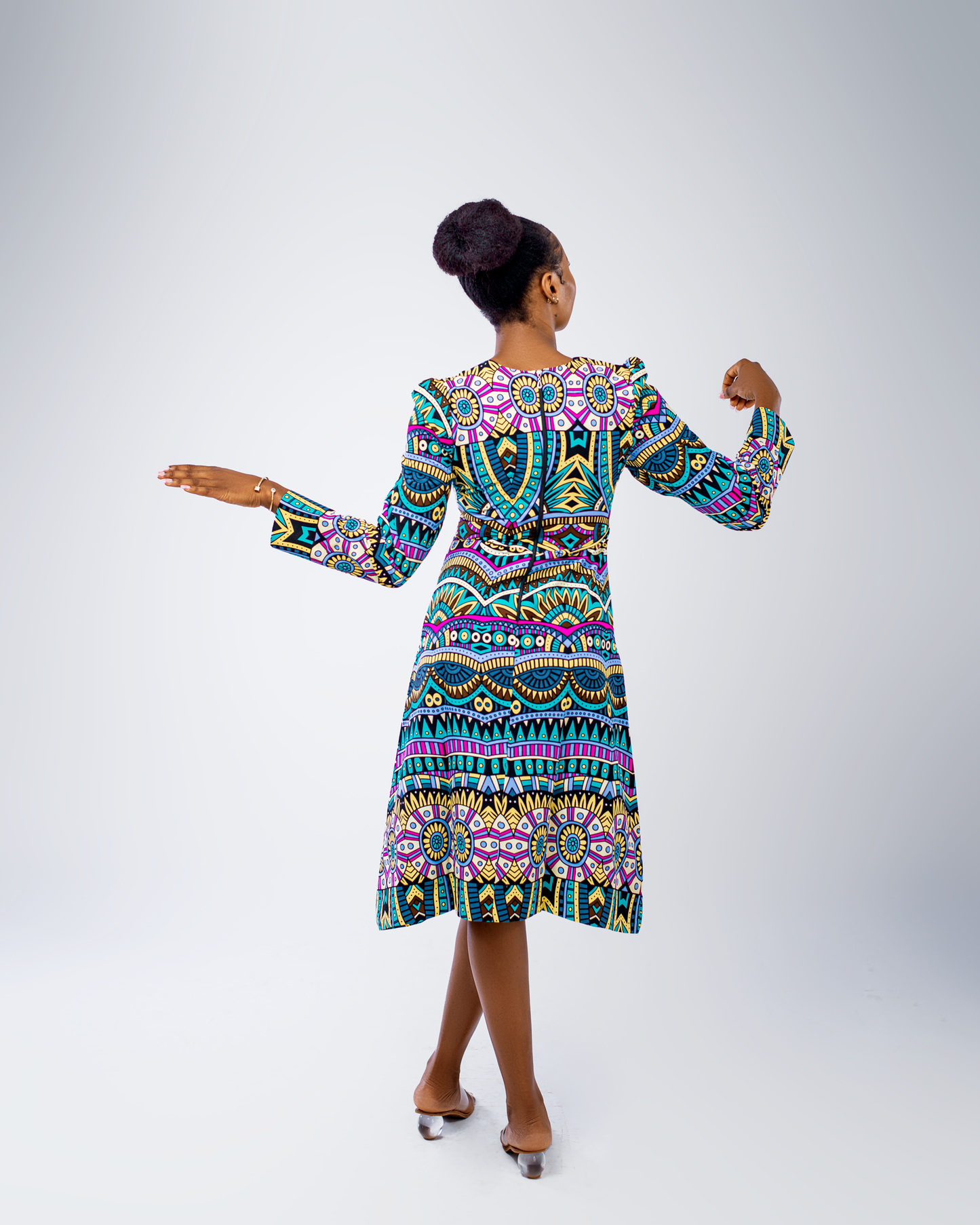 Maisy Multi-Coloured A-Line Ankara Dress
