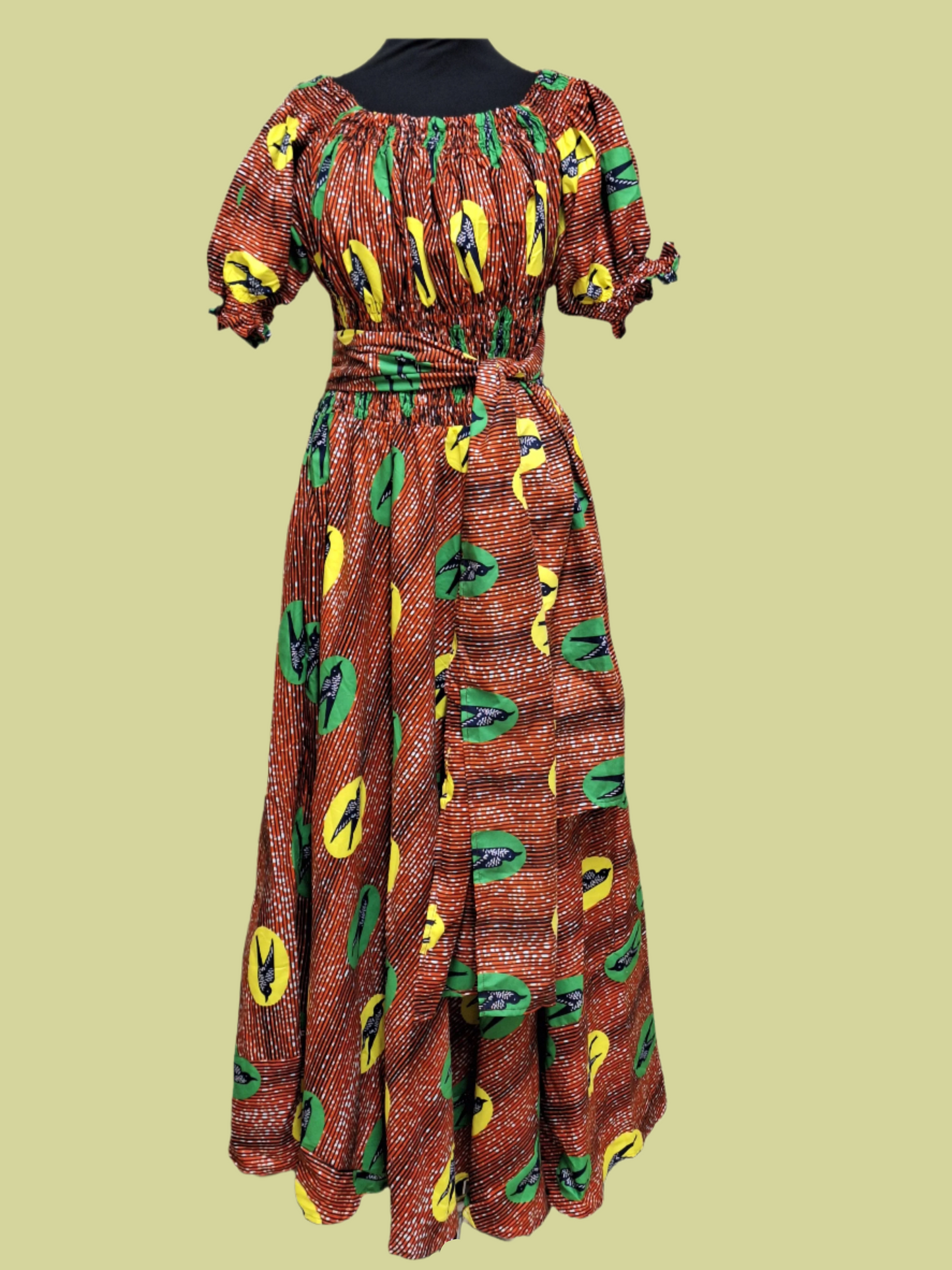 Glenda Shirred Maxi Dress & Scarf