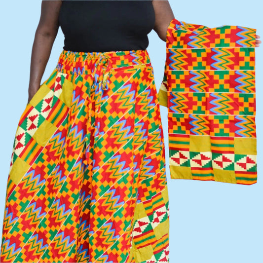 Yaa Kente Shirred Waist Maxi Skirt & Scarf